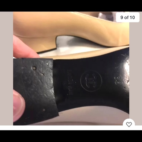 VTG CHANEL Mademoiselle Beige/Black Block Heels 6 - Picture 9 of 10